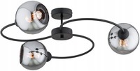 Deckenleuchte 3-Flammig Rauchglas Schwarz E27 L:70 Cm Deckenlampe Wohnzimmer