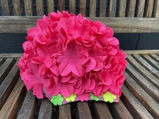 Vintage Kleinerts Swim Cap Pink Neon Flowers 1960s One Size MOD Pop Art Colorful