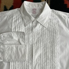 Brooks Brothers Makers White French Cuff Tuxedo Shirt Pleated Front 17-4USA