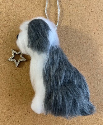 ALTER ENGLISCHER SCHÄFERHUND mit WEIHNACHTSSTERN - Teil Nadelfilz HUND