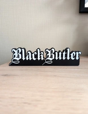Logo 3D Black Butler Enseigne Déco Plaque Étagère Manga 23cm - Photo 1/4
