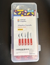 Special Supplies Stainless Steel Adaptive Utensils Set of 5 RED, New READ