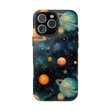 Cosmic Starry Sky & Space Planets, Tough iPhone Case, Glossy Cover