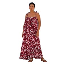 Timeless Print Maxi Kimono Boho Dress, Sleeveless Summer, Red/White