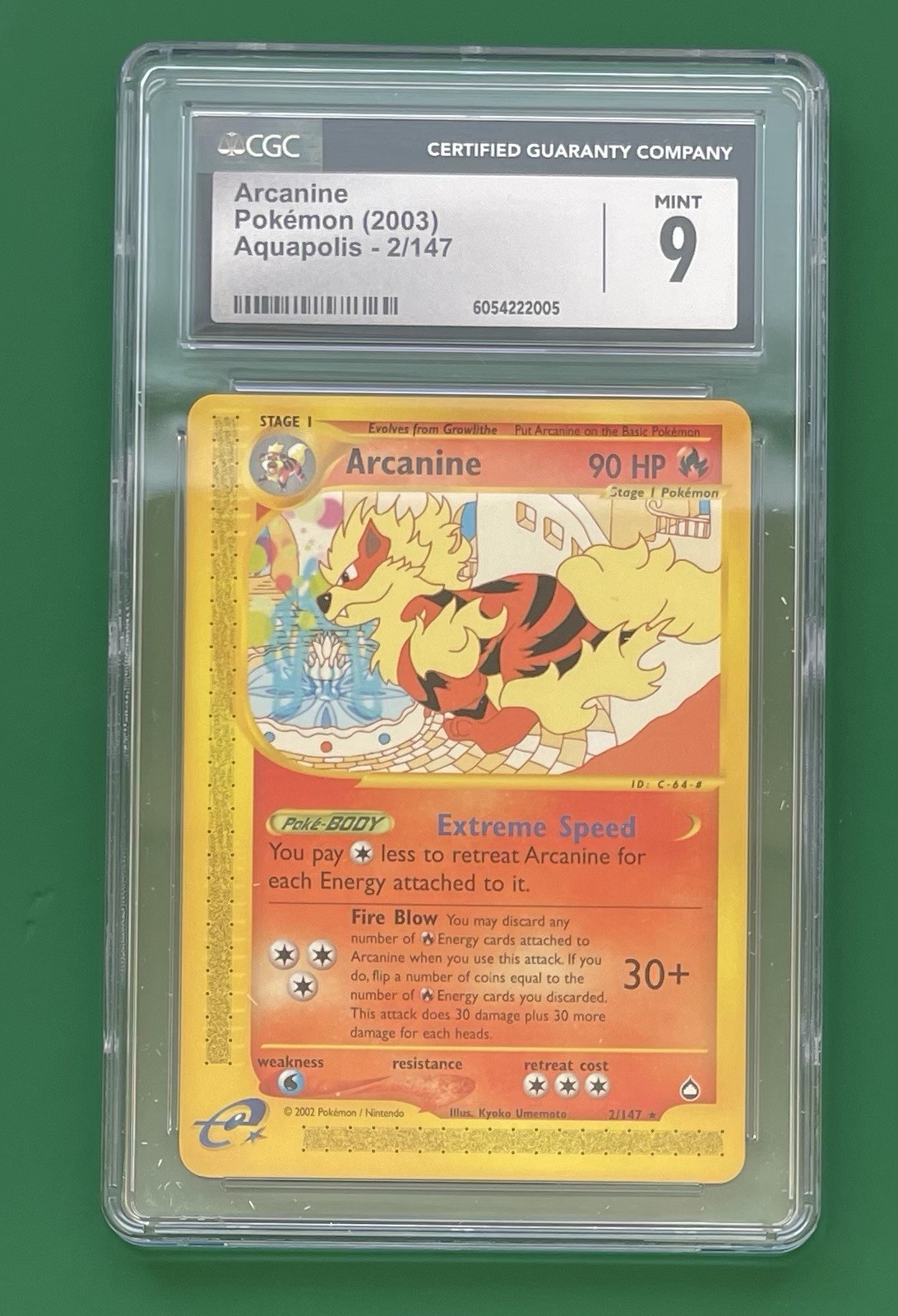 Pokemon TCG 2003 Arcanine 2/147 Aquapolis Regular Rare - CGC 9