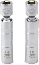 QWORK 14mm 16mm Magnetic Swivel Spark Plug Socket, Thin Wall Magnetic Rotating 3