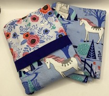 Handmade Set 2 Pillowcases Cotton Standard NEW Unicorn Castle Floral Purple Pink