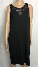 Ann Taylor Little Black Dress Size 16 Sheath Sleeveless Cut Out Neck Classic
