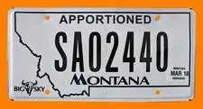 MONTANA SEMI PRO RATE TRUCK IRP  LICENSE PLATE " SA 02440 " APPORTIONED BIG SKY