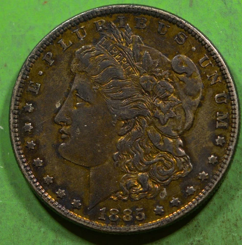 1885 Full Golden Toned Morgan Silver Dollar  @0557