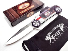 Busted Knuckle Garage Hot Rat Rod Car Spring Assisted Pocket Knife Flipper Blade