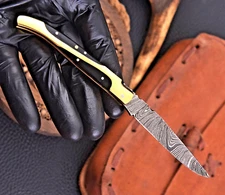 CUSTOM HAND MADE FORGED DAMASCUS STEEL FOLDING BLADE POCKET KNIFE EDC 1263