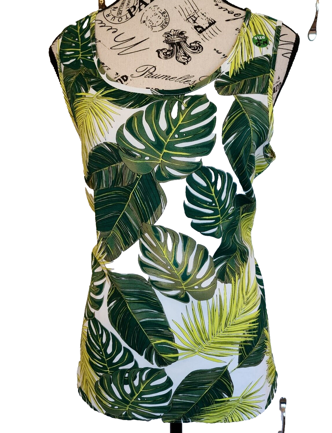 TIME AND TRU green floral polyester blouse size L 12-14 womens top