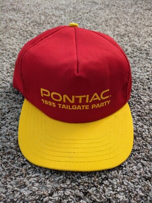 Vintage 1995 Pontiac Tailgate Party Snapback Hat Red Yellow USA Made
