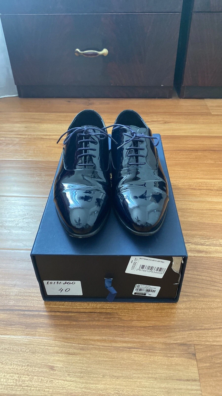 BOTTEGA VENETA Scarpe eleganti Bottega da uomo in vernice nera sposo 7 5 US euro 40.