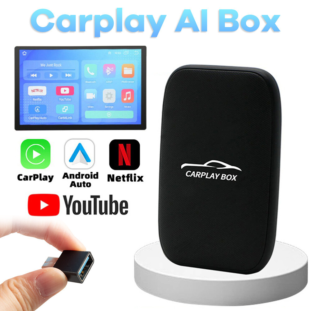 AutoSky AI Box Lite Plus 2.0 – Wireless CarPlay & Android Auto für werkseitig verkabelte Autos, Unterstützt Netflix & YouTube, Kabellos & Plug & Play | Plug & Play für werkseitig verkabelte