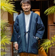 Japanese Kimono Hanten Dotera Warm Wear Winter Jacket LL (XL) size JAPAN made