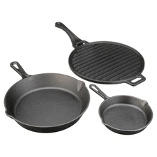 OZARK TRAIL 4 Piece CAST IRON SKILLET SET - 6", 10.5", 11" Pre- Seasoned