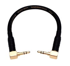 CNCESS CESS-068 Short Audiophile Audio Cable 3.5mm TRS Right Angle Male to Male,