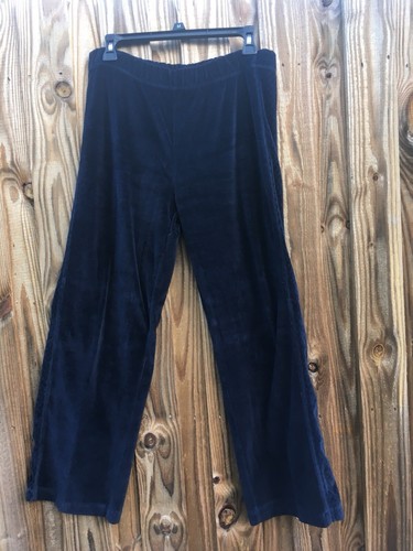 Ms. Lee Pants Women’s Vintage Navy Blue Velour Pull Casual Pants Small *READ*