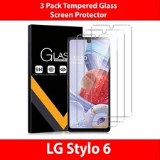 3-Pack 9H Premium HD Clear Tempered Glass Screen Protector For LG Stylo 6