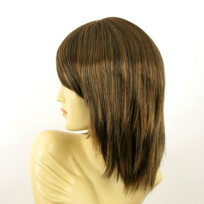 Perruque Femme Semi-longue Chocolat Mèches Cuivrées - Synthétique - Neuf Avec étiquettes