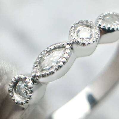 Engagement Ring Marquise & Dot 0.50TWC White Moissanite 14K White Gold Plated   