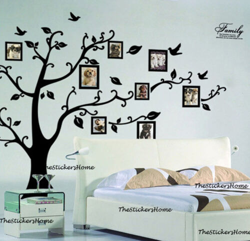 Énormes autocollants muraux arbre généalogique cadre photo décalcomanies art décoration intérieure Royaume-Uni - Photo 1/7