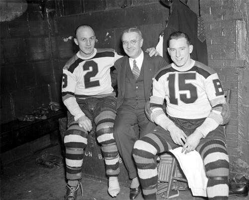 Boston Bruins Eddie Shore, Dr. Martin Crotty and Milt Schmidt 1940 Photo - Picture 1 of 1