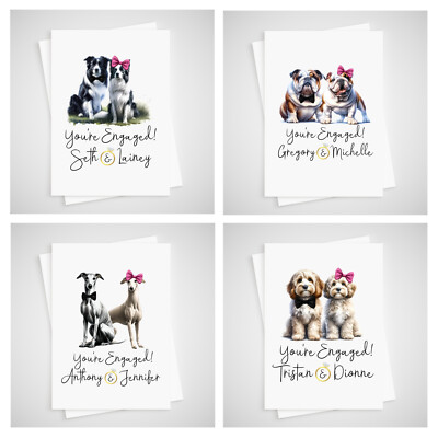 Personalisierte Hunde Verlobungskarte - Windhund Bulldogge Labrador Dackel Collie