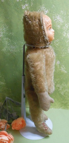Antique German Mohair Doll Face Teddy Bear Growler - 12", Germany - Picture 5 of 8