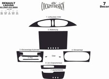 3D Cockpit Dekor für Renault Laguna Baujahr 02/2001-03/2005 7 Teile ALUMINIUM