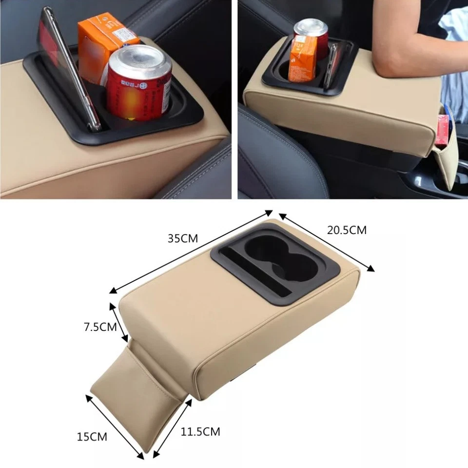 Almohada para consola central automática reposabrazos funda cojín almohadilla con caja de almacenamiento portavasos Foto 3 de 4