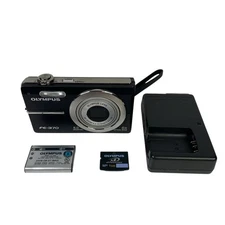 Olympus FE-370 8.0MP Digital Camera Black W/ Battery Charger Memory Card Tested