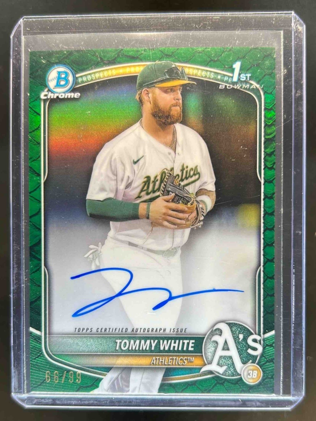2025 Bowman Chrome Tommy White Auto Reptilian Green Refractor 1st #66/99