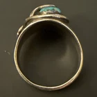 Vintage Effie Calavaza Silver & Turquoise Snake Ring - Native American Zuni 10.5