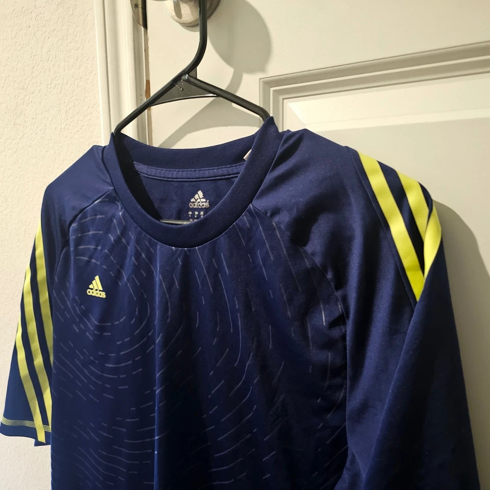 Adidas F50 ClimaLite Camiseta de Entrenamiento para Hombres Mediana Fútbol Fútbol Azul Marino Amarillo Foto 2 de 4