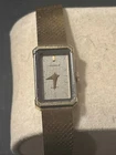 A86 VTG Seiko Lassale Ladies 14mm Watch Tank Gold Tone Grey Dial Untested As Is
