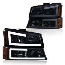 LED DRL Headlights 03-06 Silverado Avalanche 1500-3500HD Smoky Lens Chrome Amber