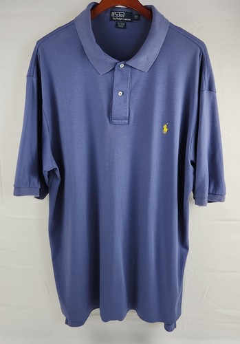 Polo Ralph Lauren Shirt Mens XLT Blue Short Sleeve Polo Solid Soft Cotton Logo