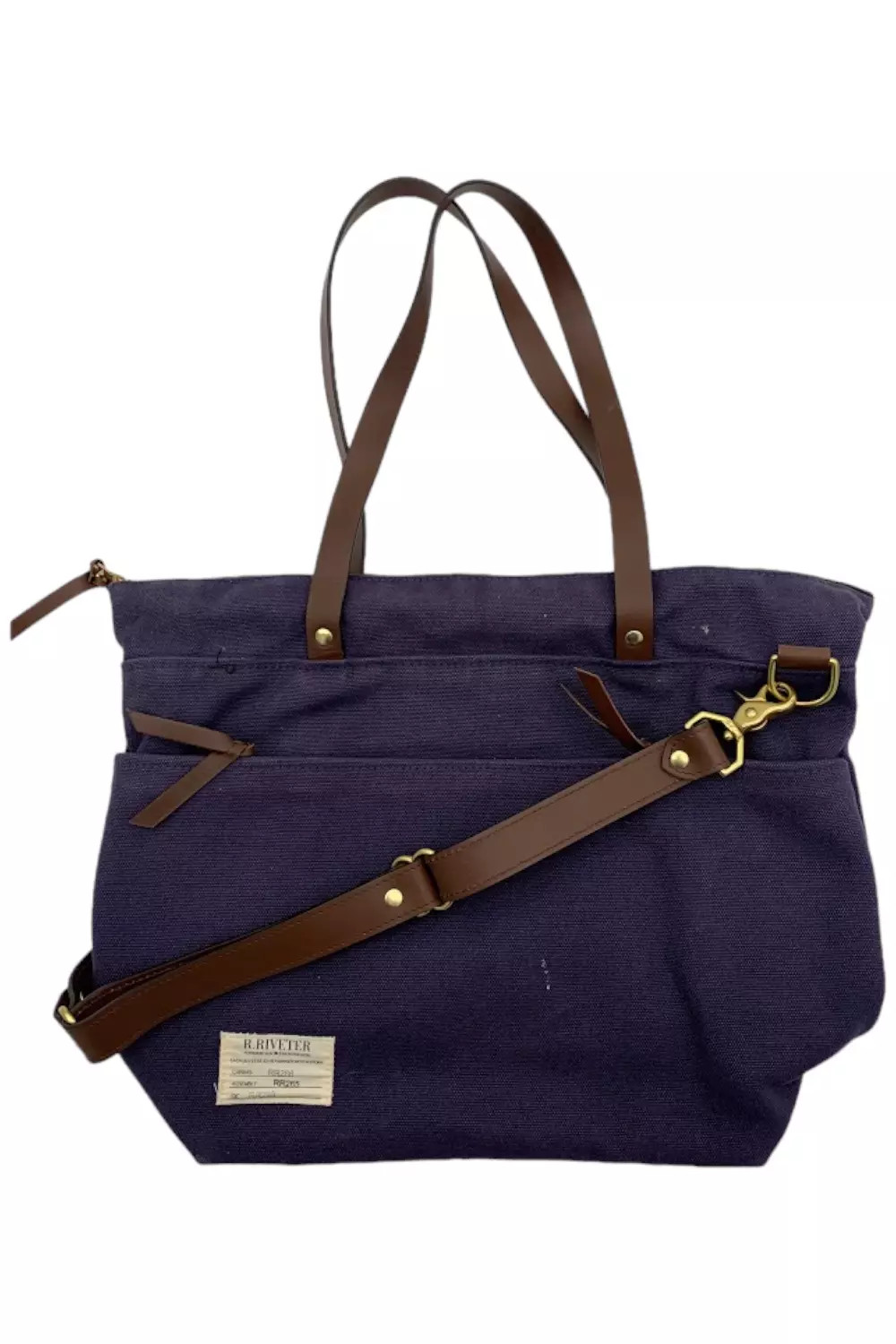 ХОЛЩОВАЯ СУМКА R.RIVETER С КОЖАНЫМ ДНОМ - ТЕМНО-СИНИЙ