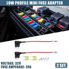 2 Set 32V Mini Fuse Tap Adapter Kit with 20A Blade Style Fuse for Cars Boats