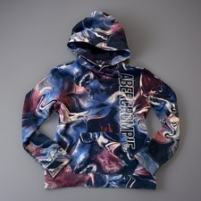 Abercrombie Kids Marble Hoodie Youth 11/12 Navy Burgundy