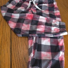 Justice Pink Black Plaid Fleece Pajama Pants