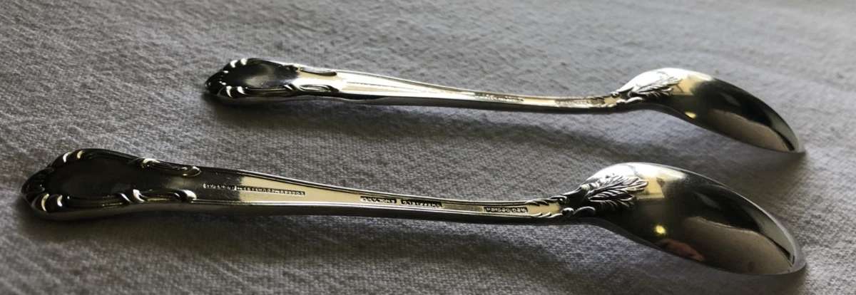 Pair of Antique Sheffield England EPNS A1 Silver Plated Ornate Floral Teaspoons