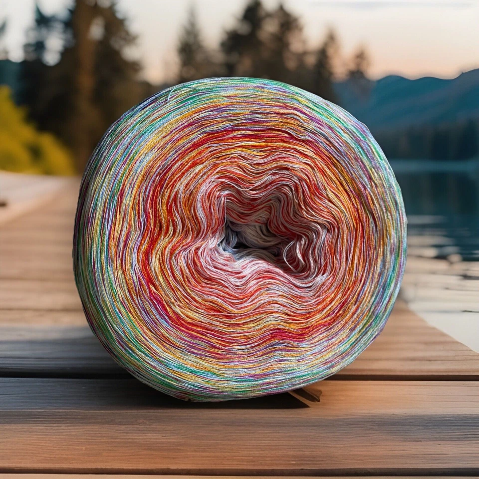 460g Cotton Tencel Sultan Ombre Cake Yarn Orange Blue Green Purple 2200 Yards - Image 4 of 4