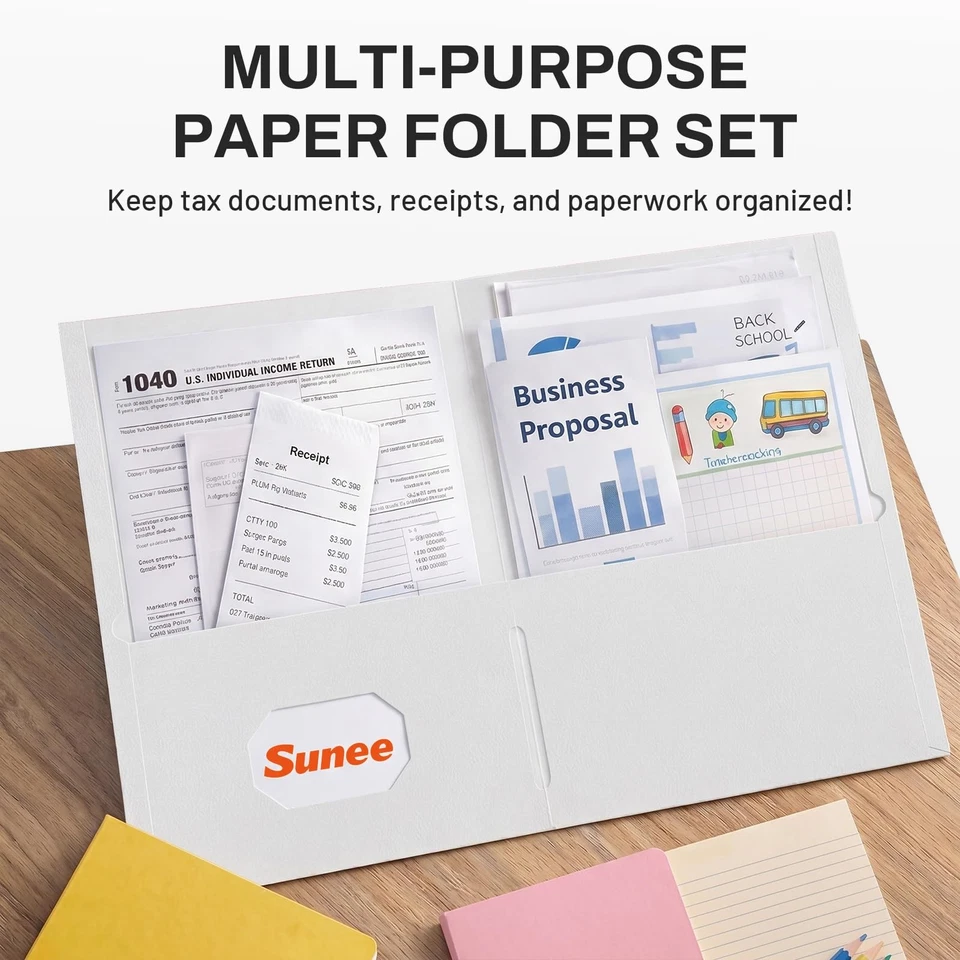 White Folders With Pockets Paper File Folder Letter Size School 25 Pack Box - Image 2 of 4