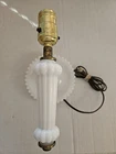 Vintage Mid Century Milk Glass Wall Sconce Light Plug-in - Tested Works