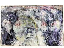 Vintage Abstract Acrylic Painting Artwork Signed Theo 9"x12" Matted 70-80s NYC