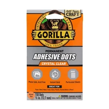 Gorilla Permanent Adhesive Dots Clear 0.5in 150 Count Photo Safe 1 Pack